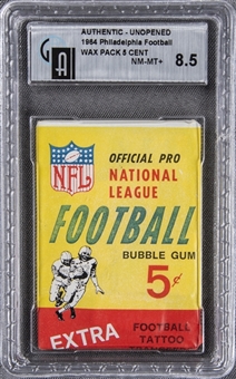 1964 Philadelphia Football Unopened Five-Cent Wax Pack - GAI NM-MT+ 8.5